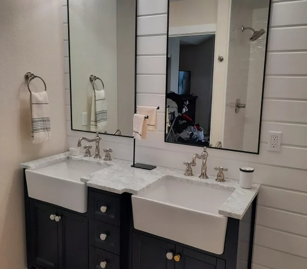 custom bathroom sink with double mirror and lights wilsonville or